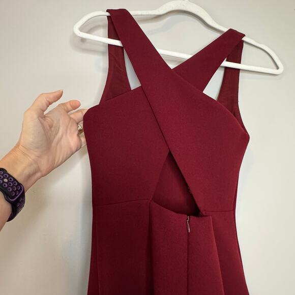 Elliatt Artemis Burgundy Asymmetrical Ruffle Hem Sheath Dress Women Size XS - Picture 6 of 10